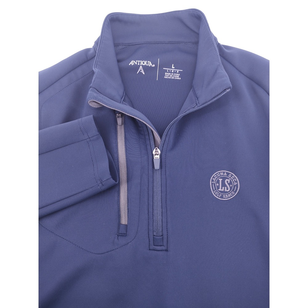 Antigua Pullover Men Large Navy Blue Excellent Quarter Zip Laguna Seca Golf Top